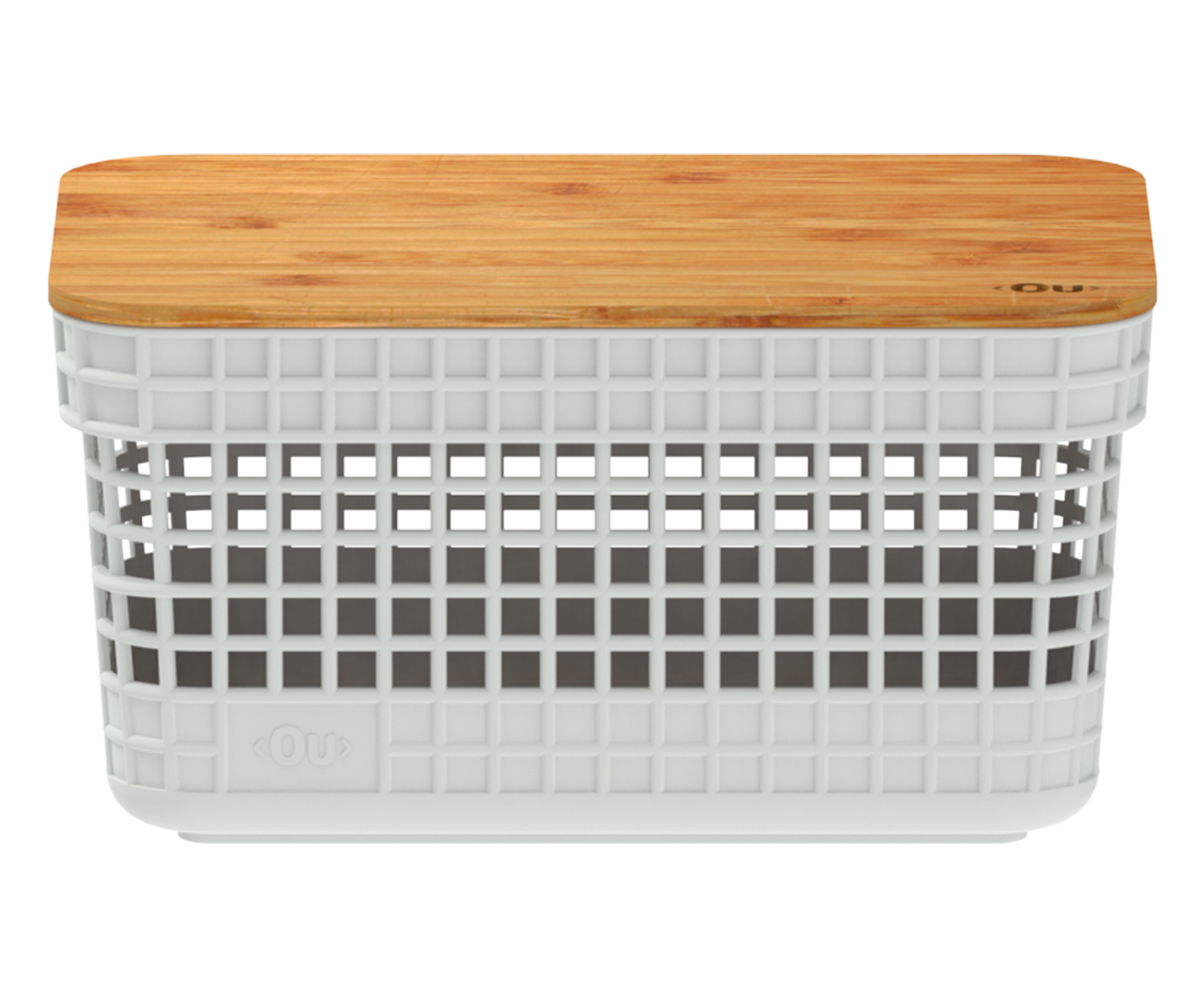 Cesto com Tampa em Bambu Grid II Branco image number 0