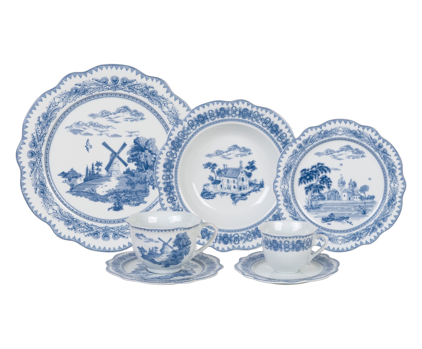 Aparelho de Jantar Porcelana Blue Willow - 42 pe&ccedil;as - image 0