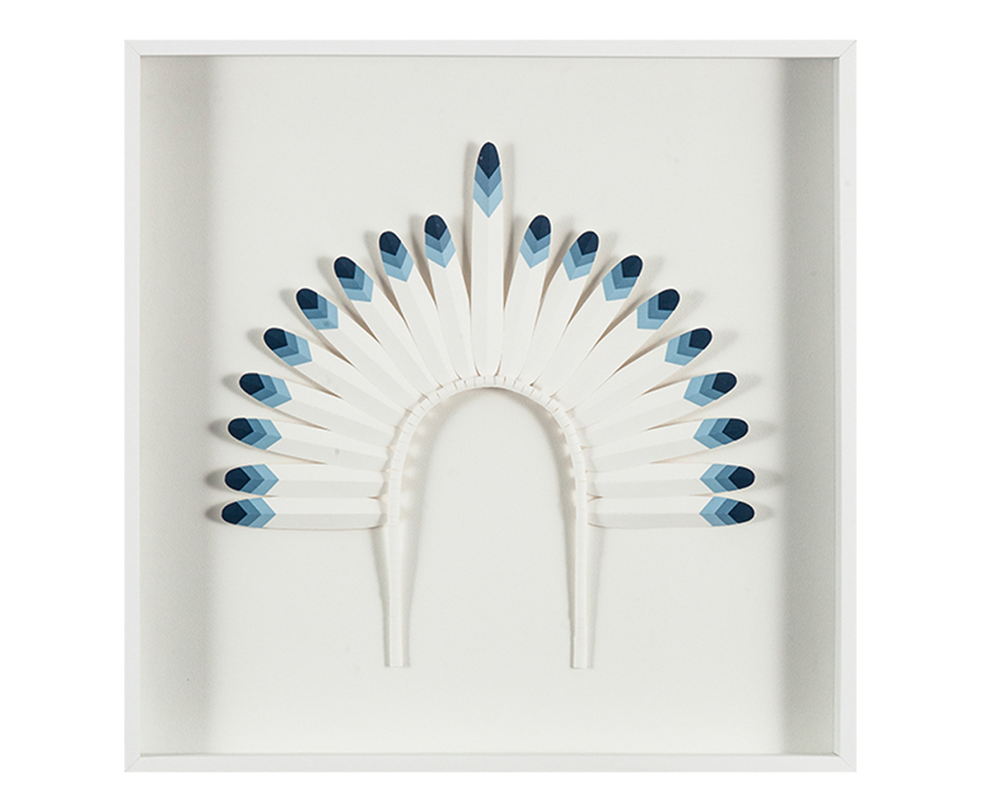 Quadro com Vidro Cocar Azul e Branco - 51x51cm image number 0