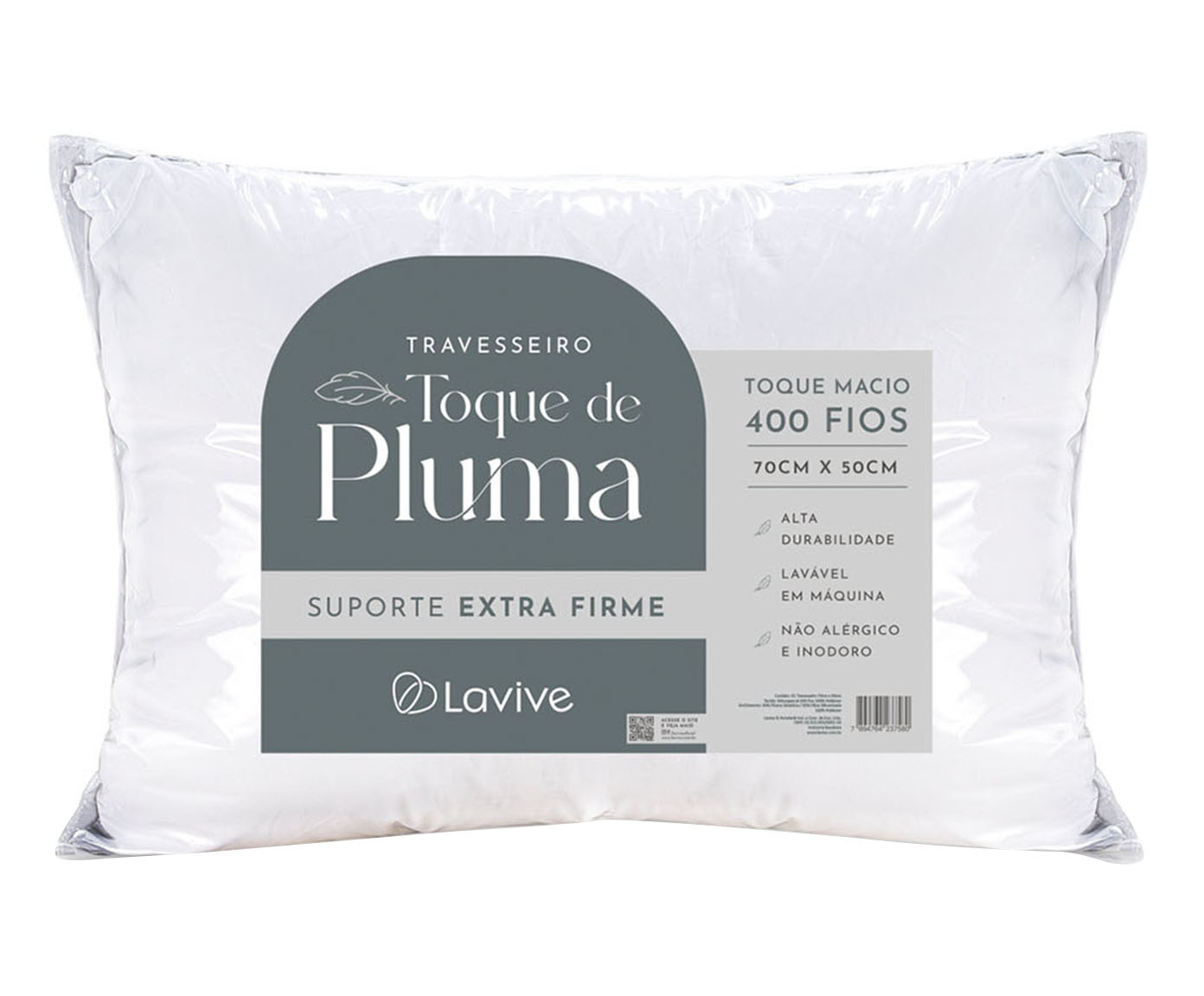 Travesseiro Toque de Pluma Extra Firme Branco image number 0