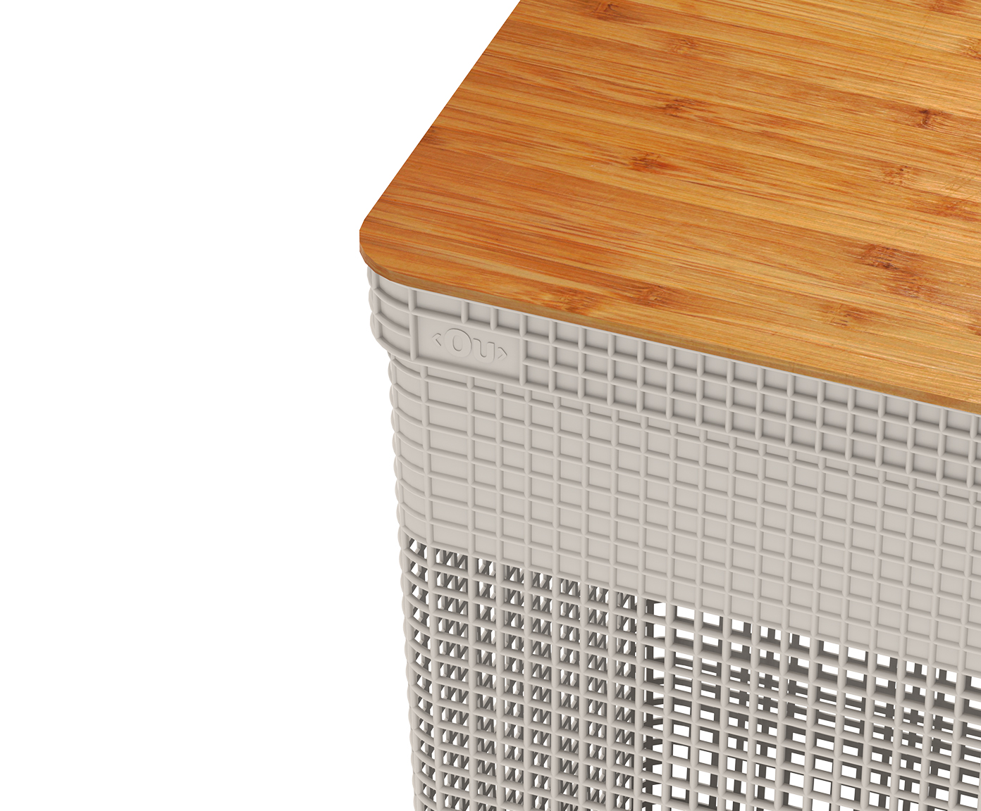 Cesto de Roupas com Tampa em Bambu Grid Creme image number 3