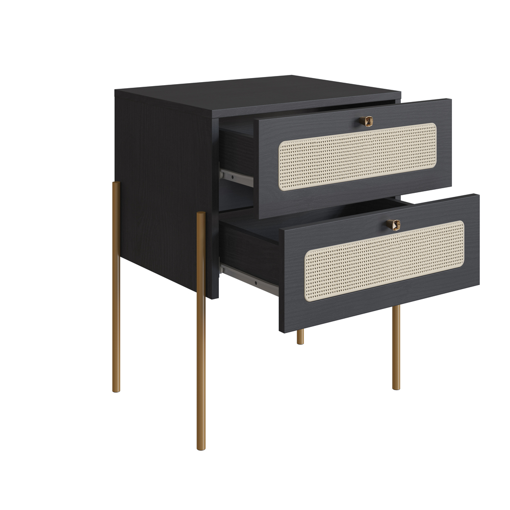 Mesa de Cabeceira Tela II Oslo Nero e Dourado - image 1
