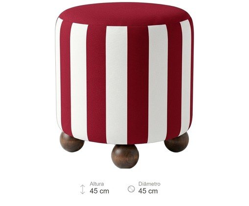 Pufe listrado Navi vermelho e branco image number 3