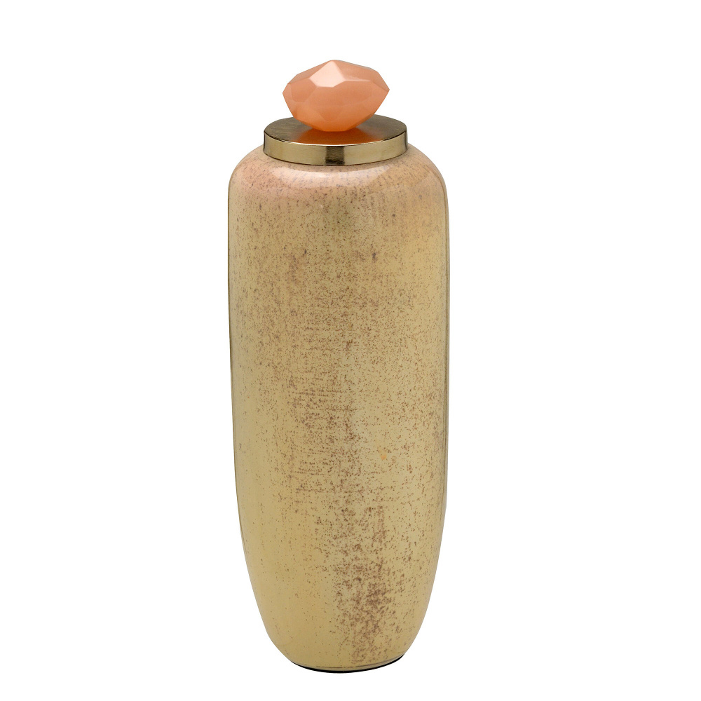 Potiche Decorativo Bege e Dourado e Salmon image number 0