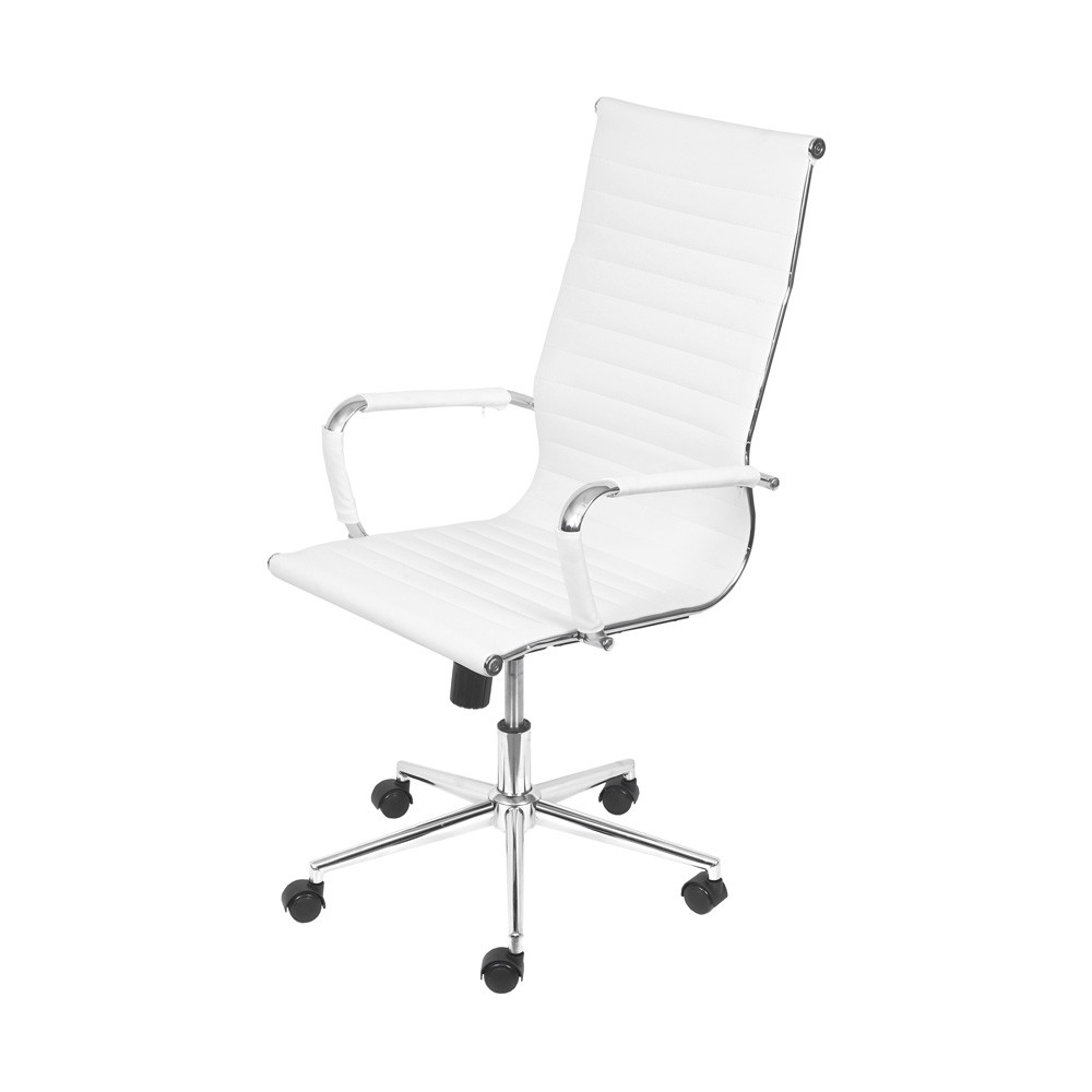 Cadeira Girat&oacute;ria com Rod&iacute;zios Alta Office Eames Esteirinha Branca - image 0