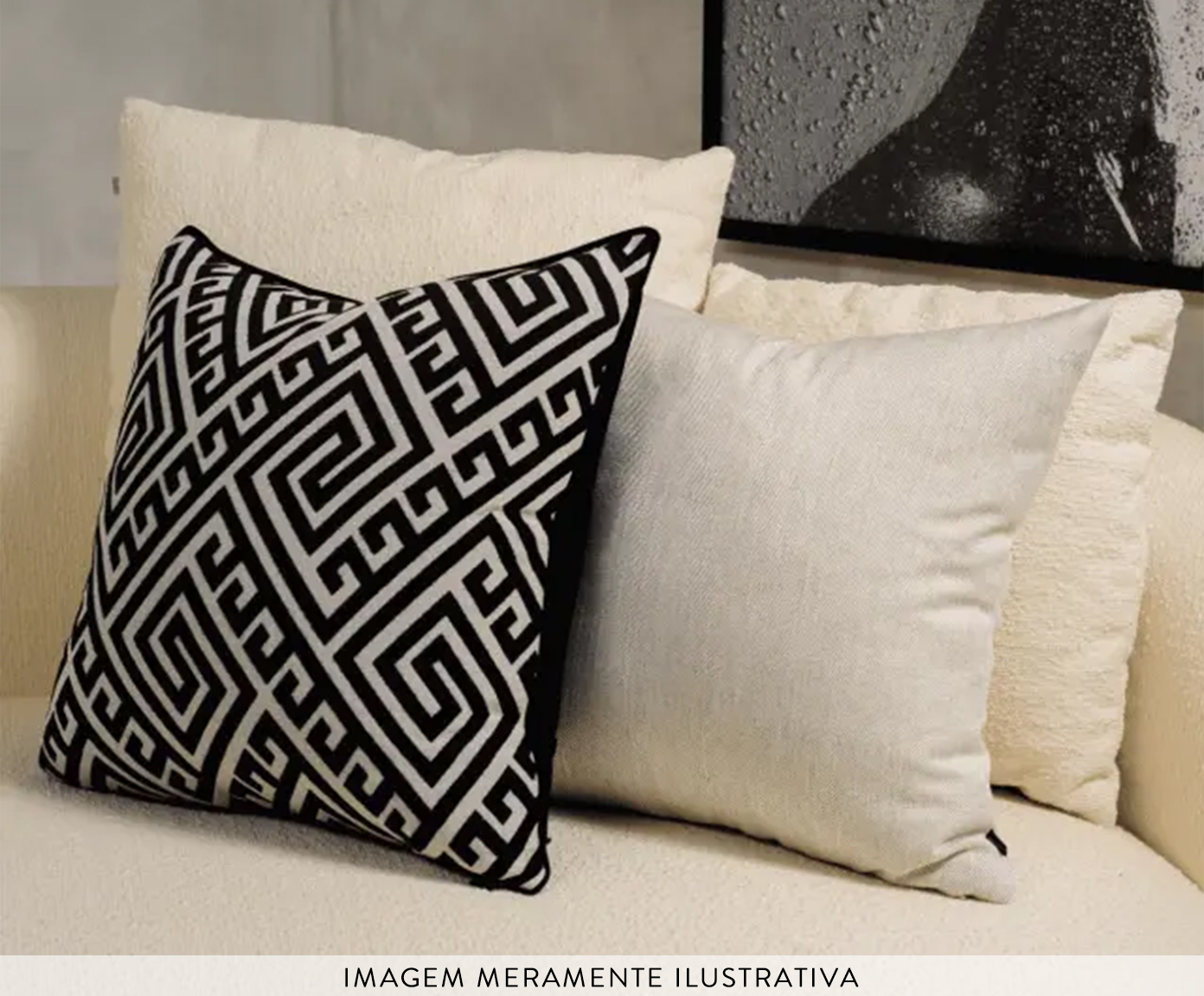 Almofada em Jacquard Quadrada - Black e White image number 1