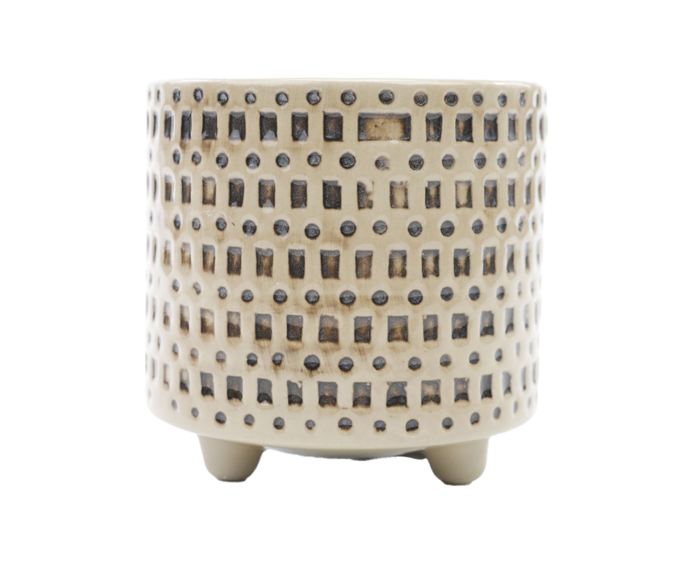 Vaso em Cer&acirc;mica com Textura Geom&eacute;trica image number 0