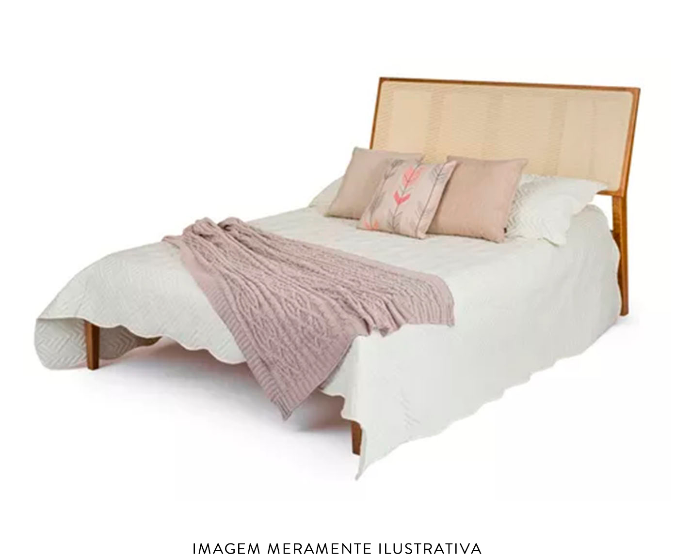 Cama de Madeira Viena com Cabeceira de Palha Natural Mel image number 2