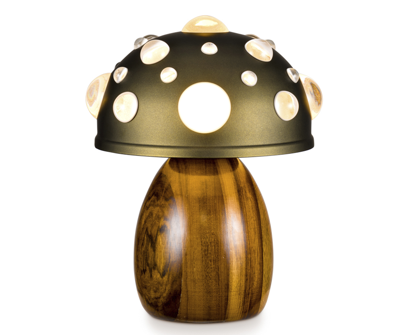 Lumin&aacute;ria Mini Cogumelo Verde e Imbuia image number 2