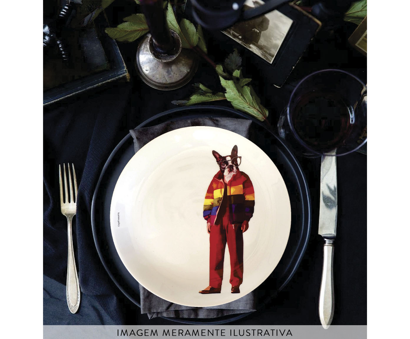 Prato em Porcelana Boston Terrier Fashion image number 3