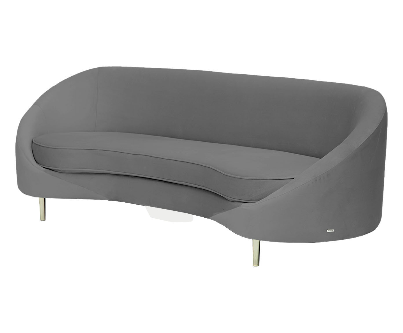 Sof&aacute; em Veludo Jayne com P&eacute;s Dourados - Cinza image number 3