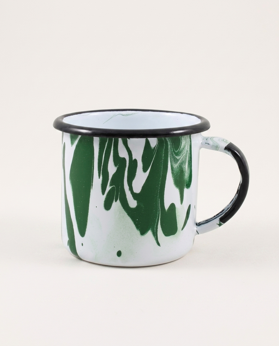 Caneca Esmaltada Marmorizada Verde image number 0