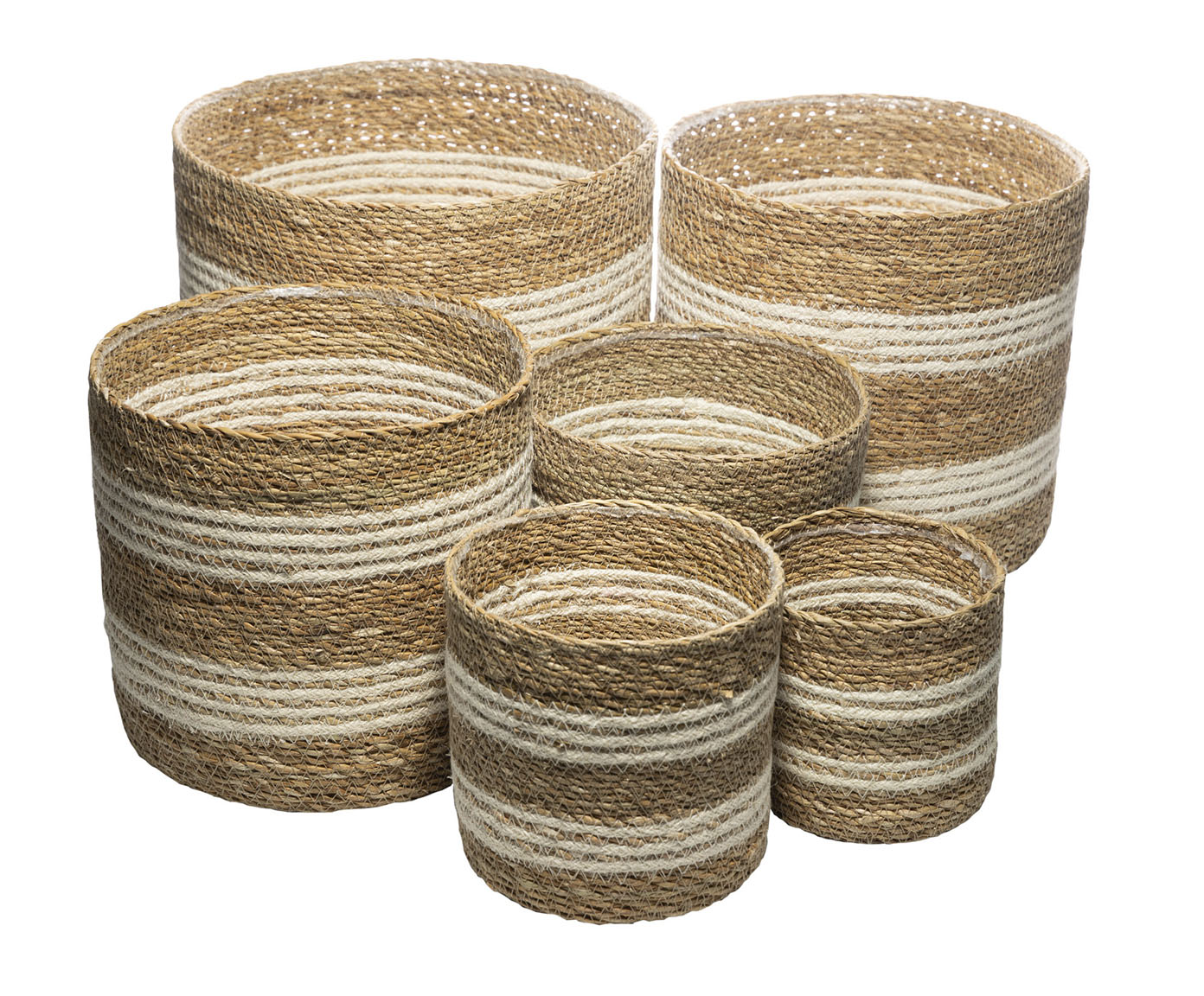 Jogo de Cachepots em Fibra Natural Bicolor image number 0