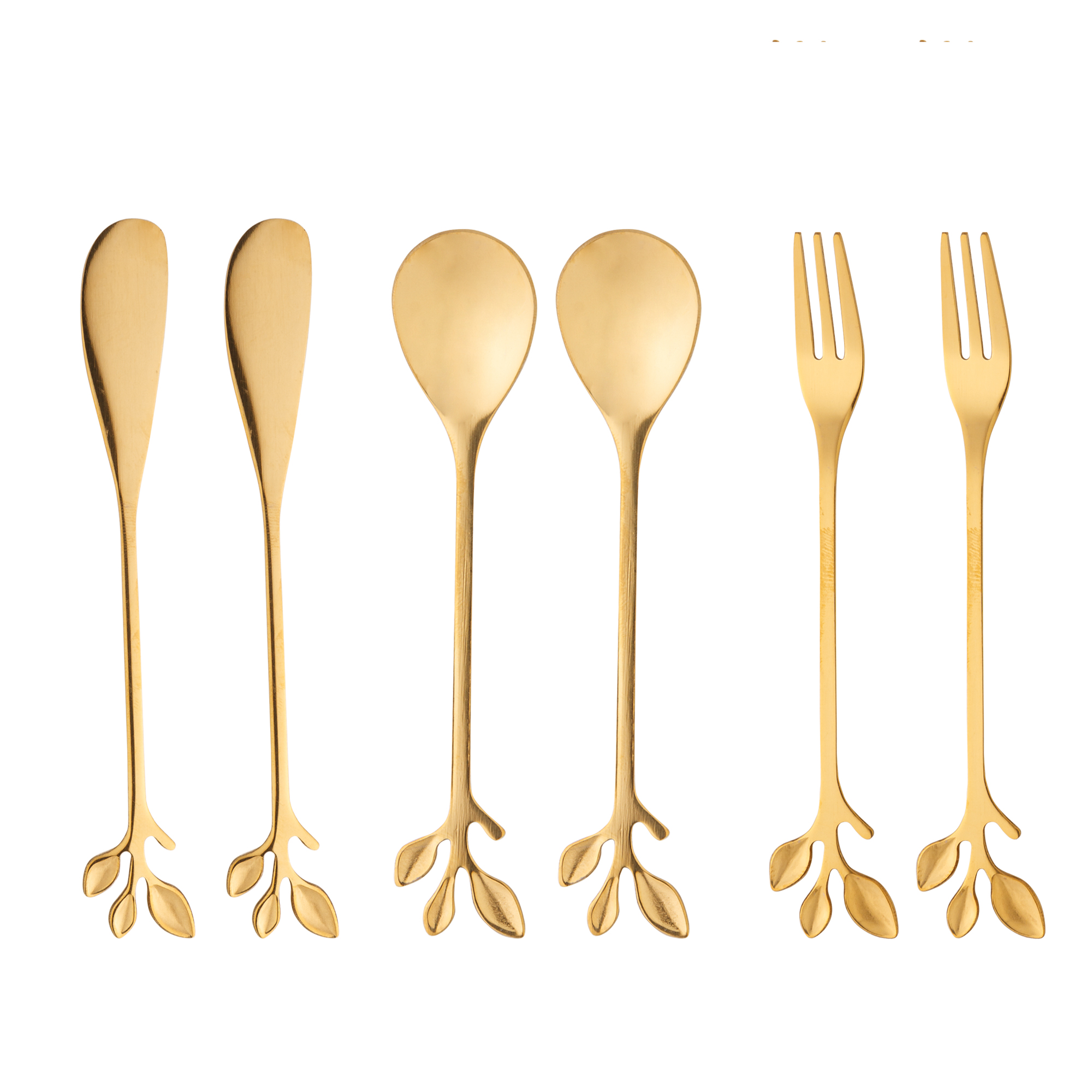 Jogo de Talheres em Inox Leaves Dourado - image 0