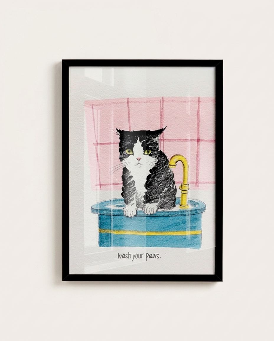 Quadro Wash Your Pawscom Moldura Preto image number 3