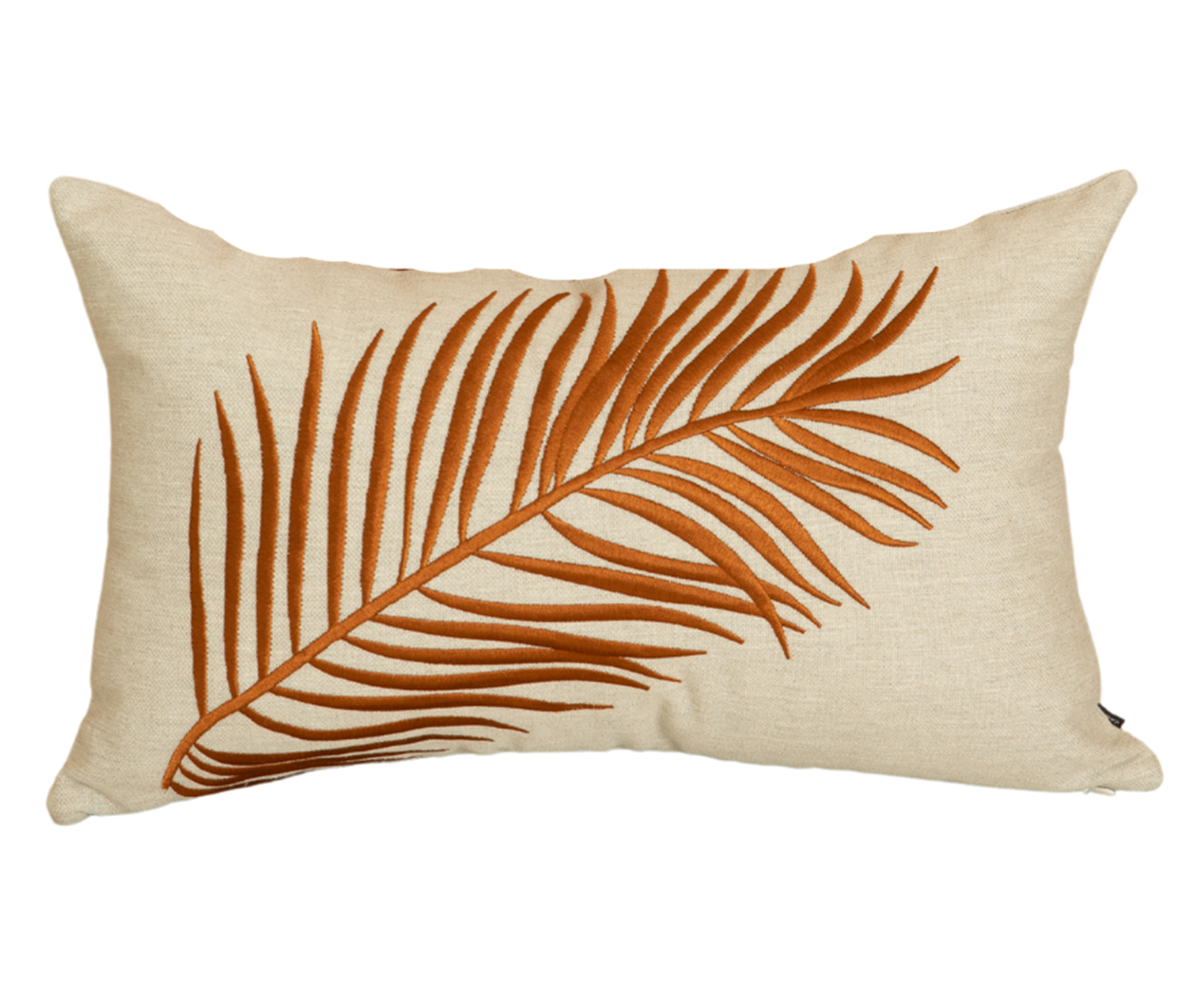 Almofada em Linho Folhas - Off White e Acobreada - image 0