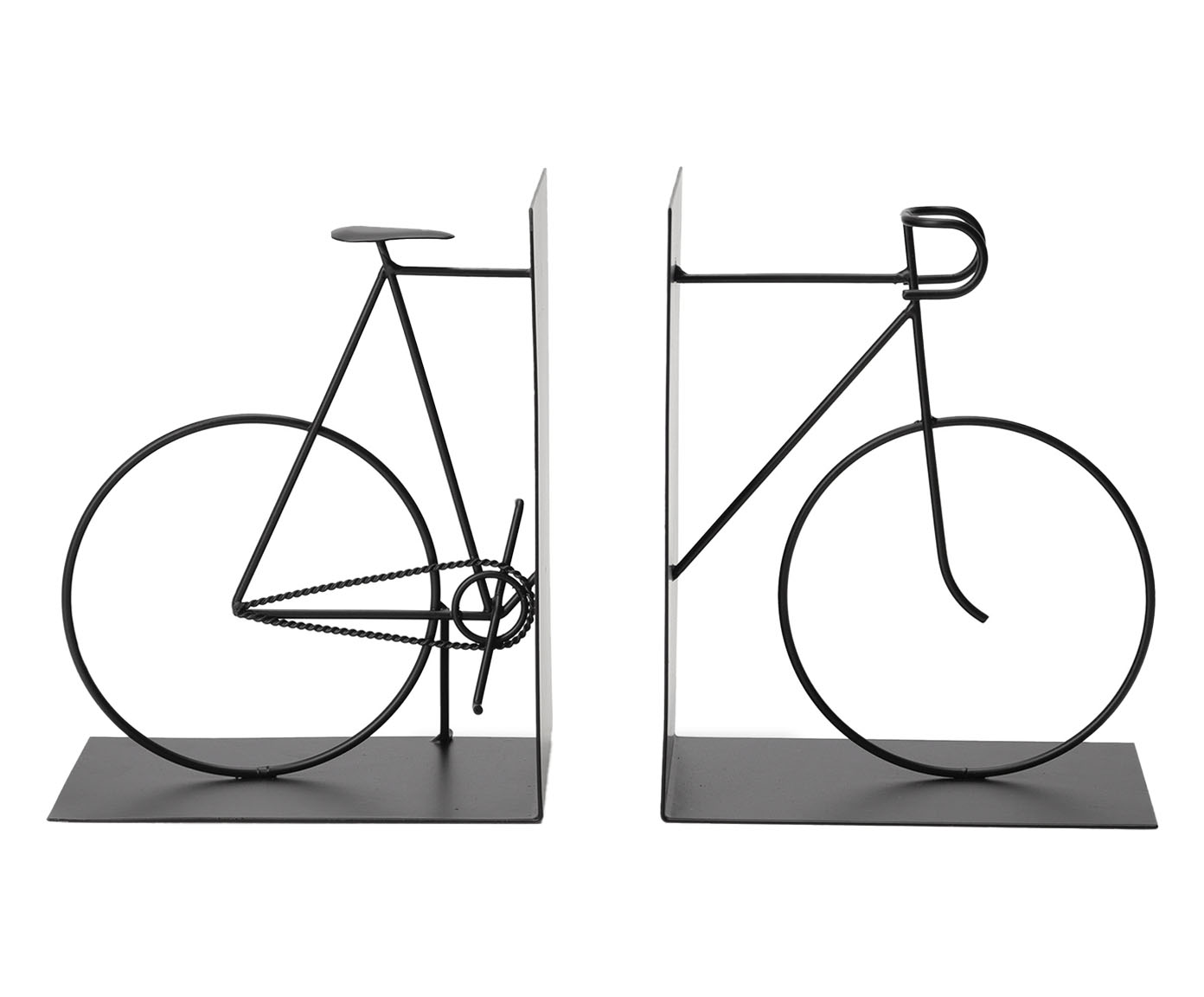 Jogo de Aparadores para Livro em Ferro Bicicleta - Preto image number 0