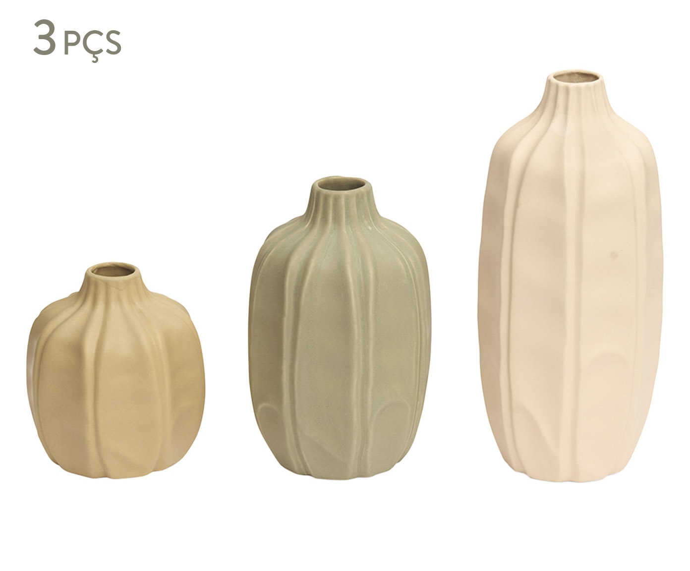 Kit Vasos em Cer&acirc;mica 3 P&ccedil;s - image 0