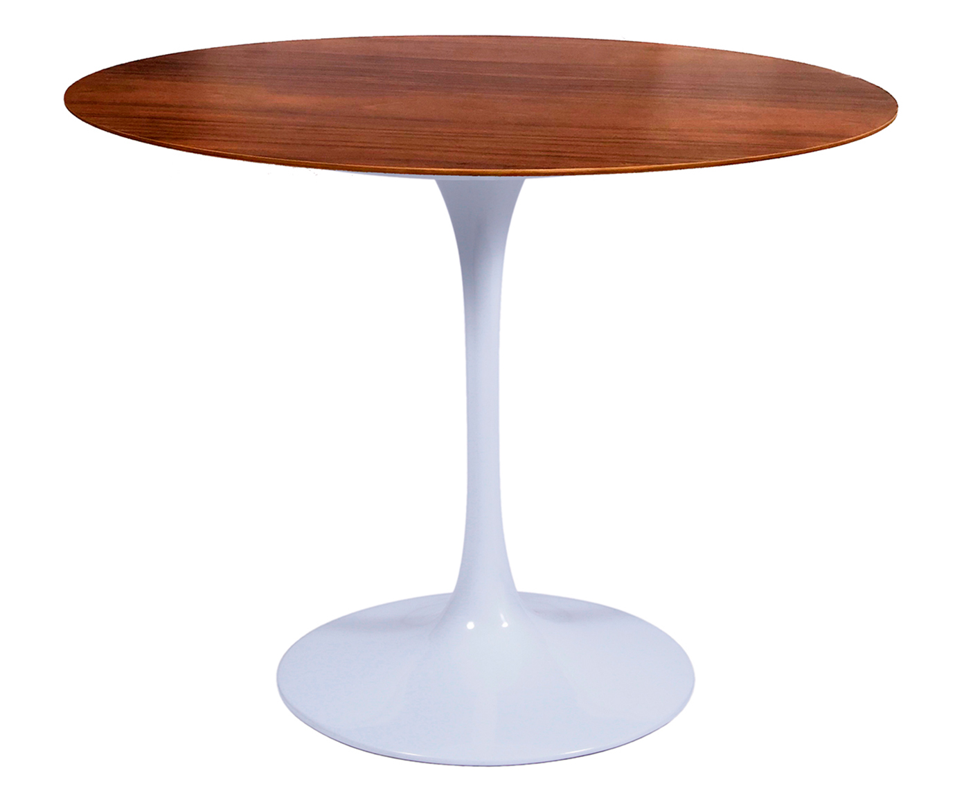 Mesa Saarinen Redonda Imbuia Base Branca image number 0