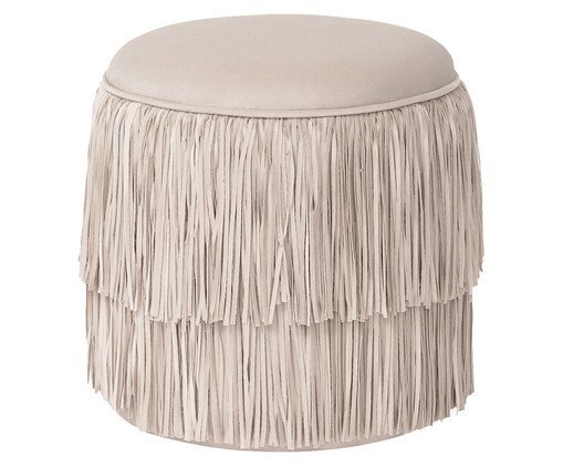 Pufe Cabaret Double com Franjas Off White image number 0