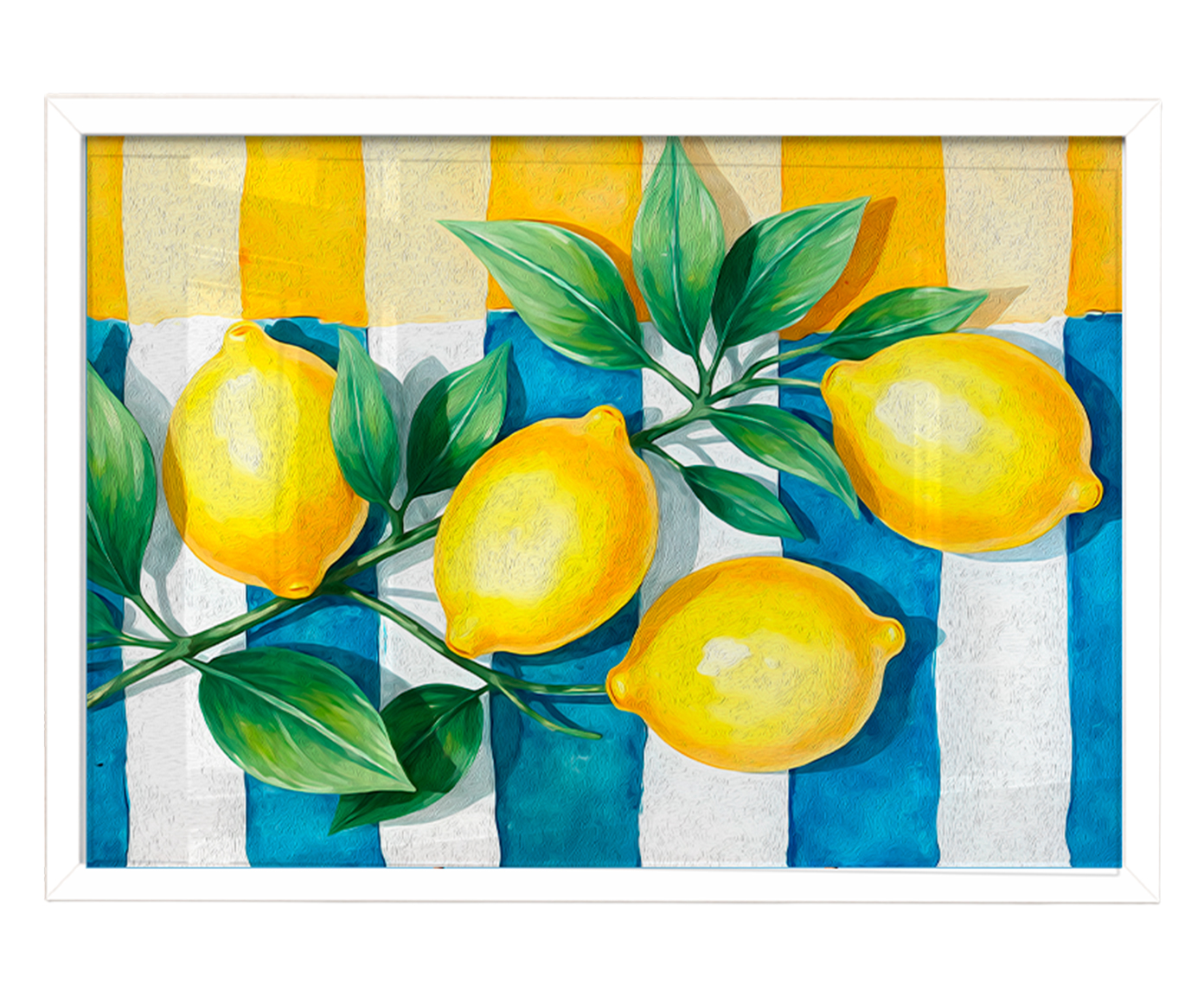 Quadro Lim&atilde;o Siciliano Listradocom Moldura Branca - image 0
