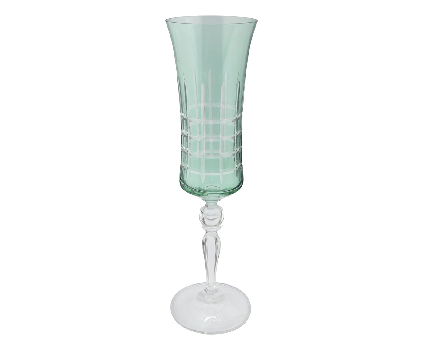 Ta&ccedil;a para Champanhe Grace em Cristal Lapidada Verde Gris image number 0