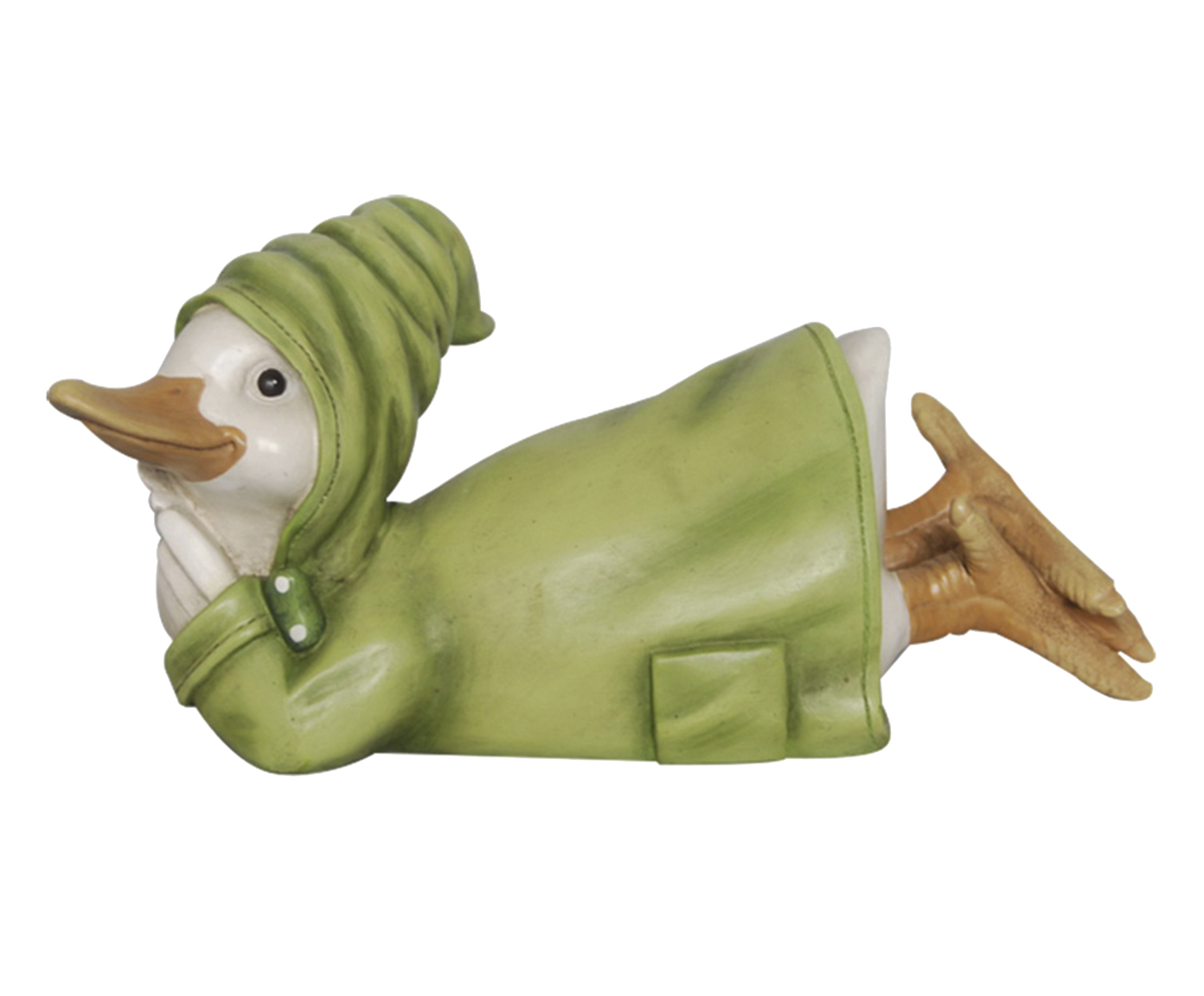 Pe&ccedil;a Decorativa Pato Deitado em Resina Verde image number 0