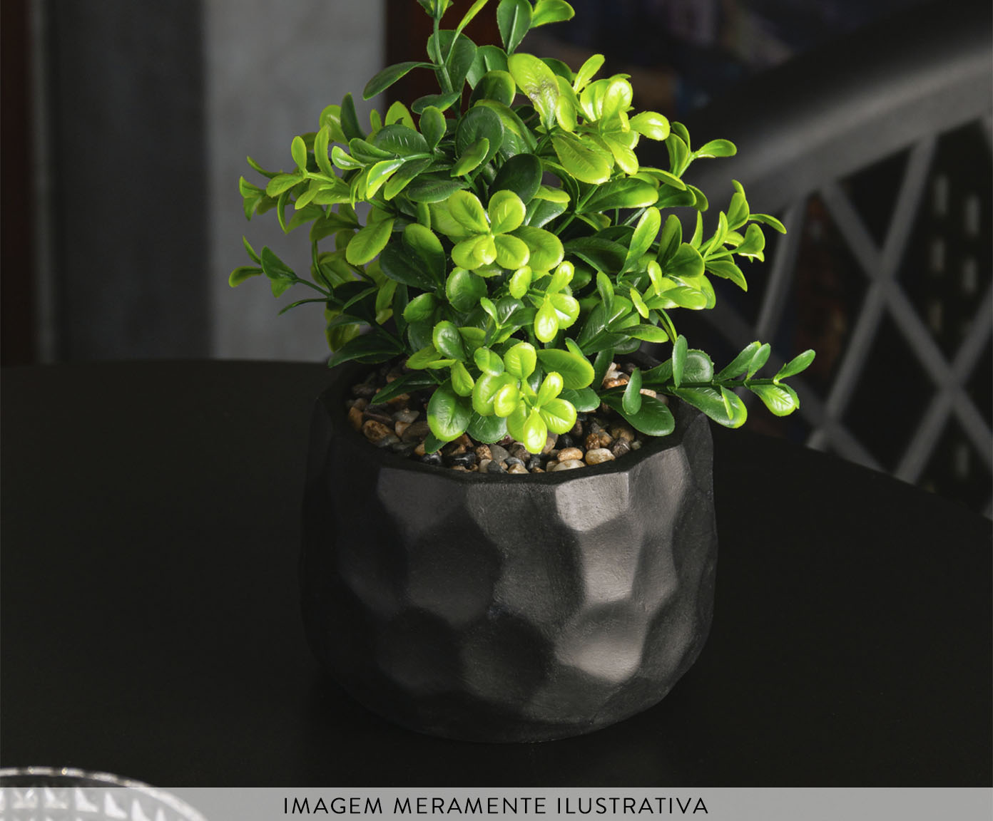 Cachepot com Planta Artificial Prisma Preto image number 1