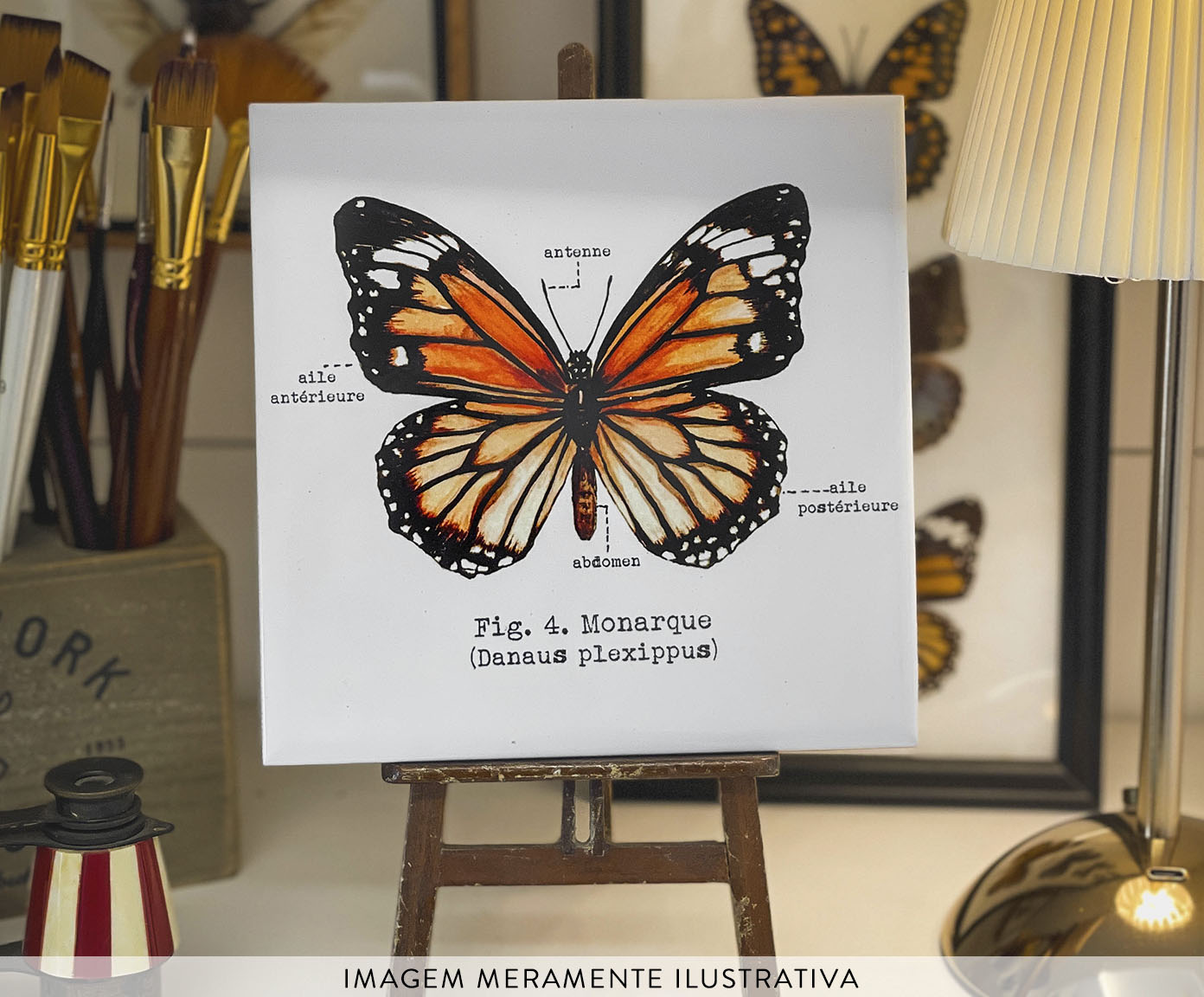 Azulejo Decorativo Borboleta Monarca Aquarela image number 7