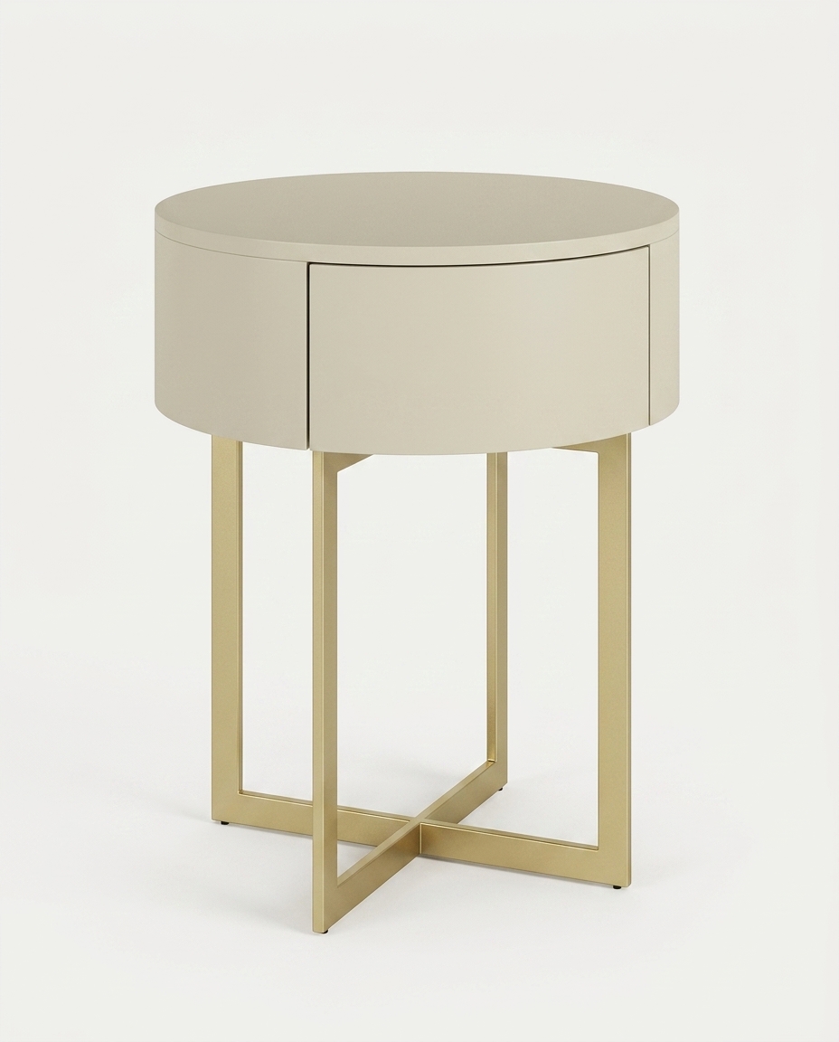 Mesa de Cabeceira Redonda Pecci Frap&ecirc; e Dourado - image 1
