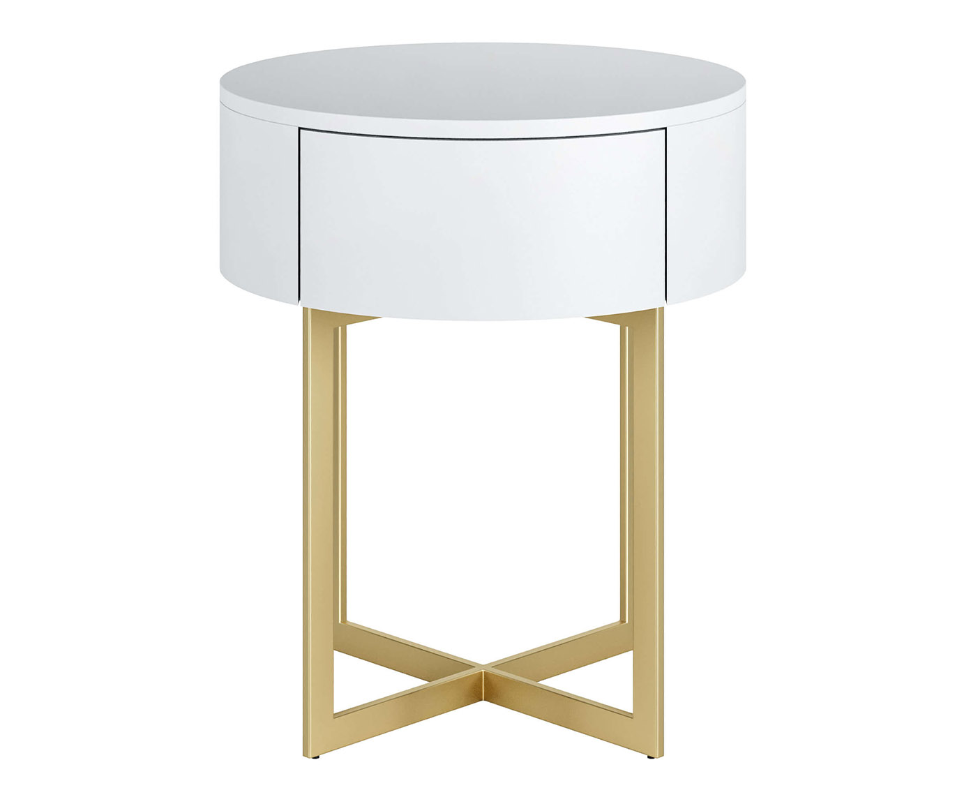 Mesa de Cabeceira Redonda Pecci Branco e Dourado - image 0
