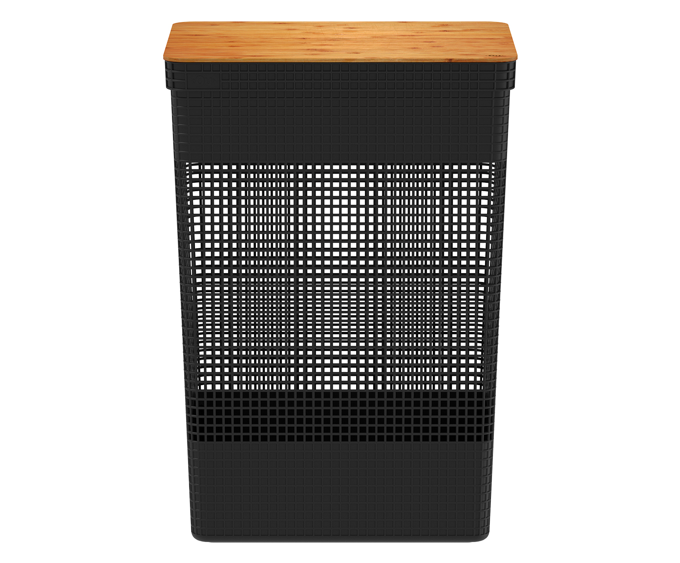Cesto de Roupas com Tampa em Bambu Grid Preto - image 0