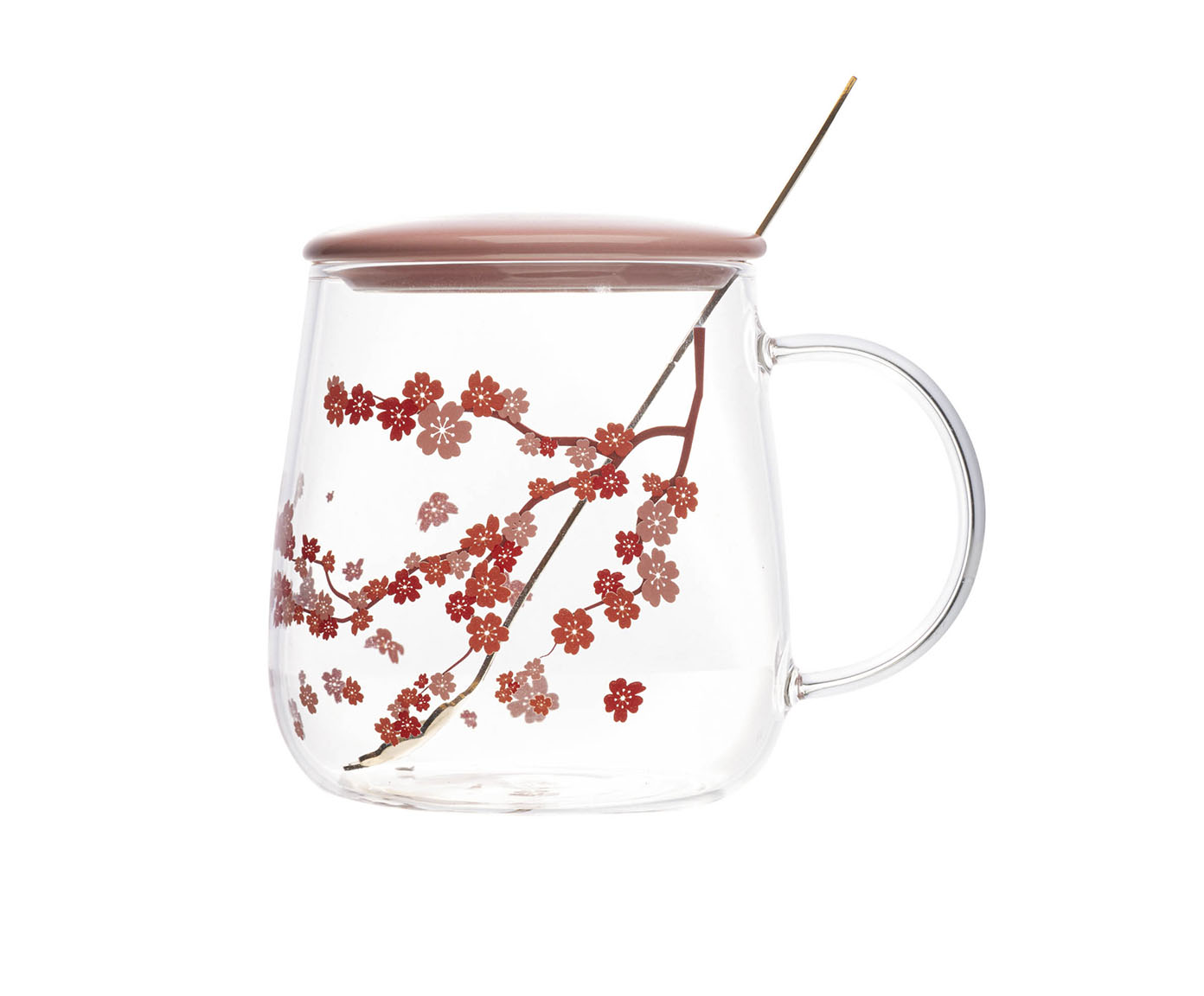 Caneca com Tampa e Colher Sakura image number 1