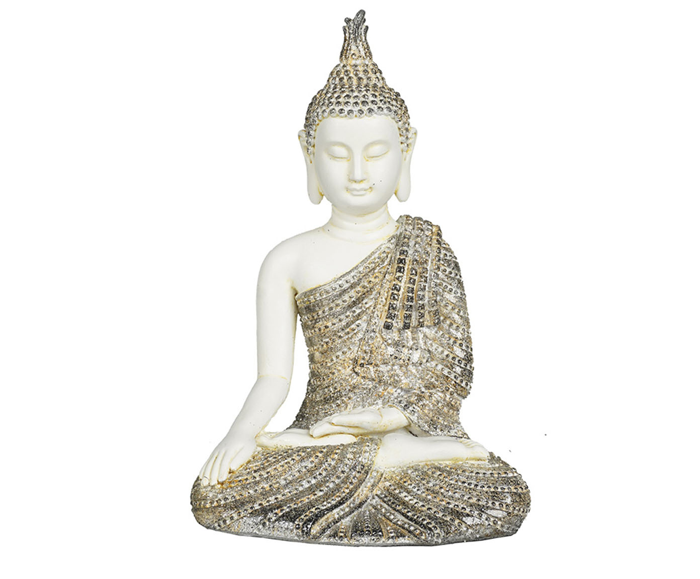 Adorno em Resina de Buddha Sentado I Branca image number 0