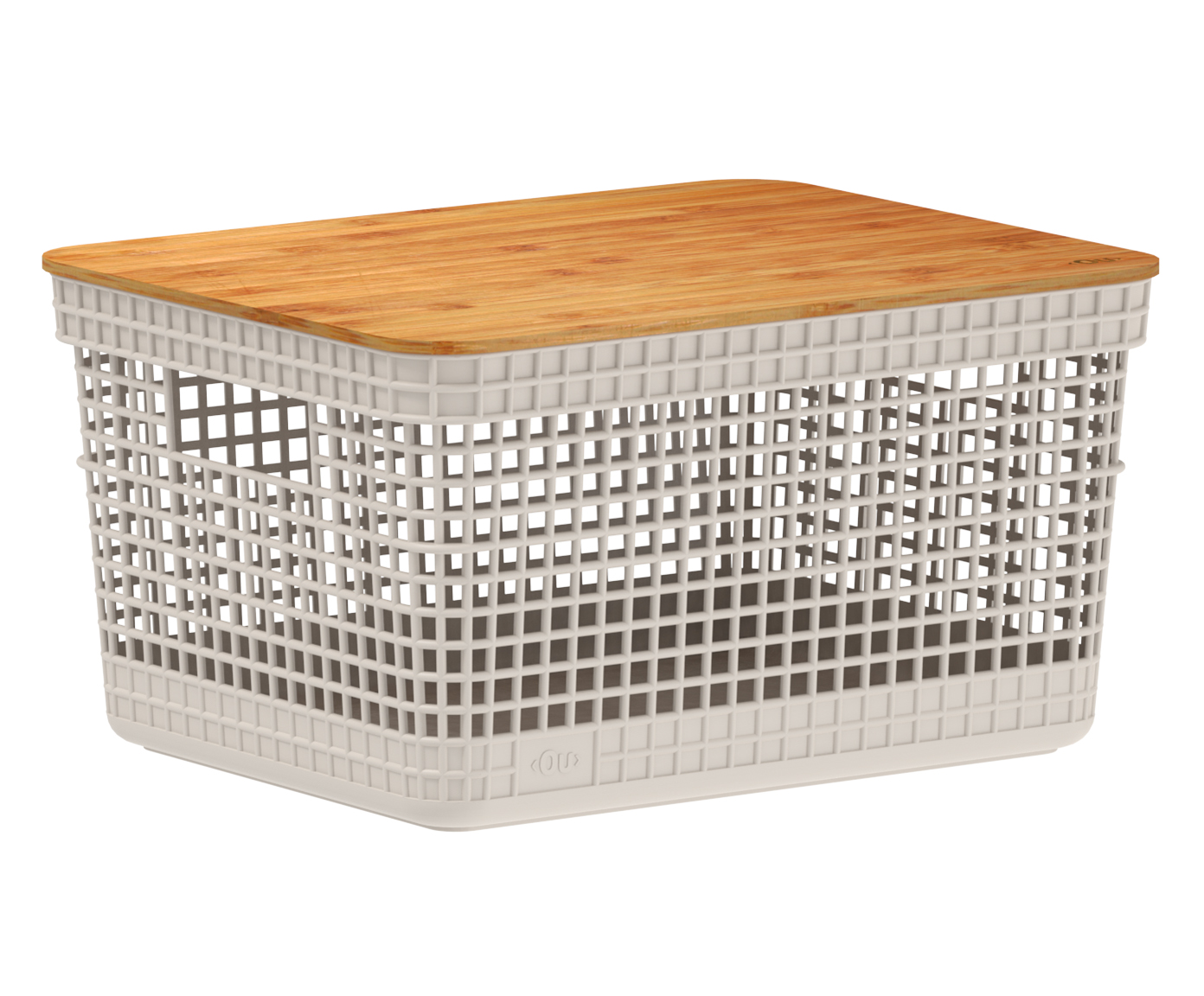 Cesto com Tampa em Bambu Grid Creme - image 1