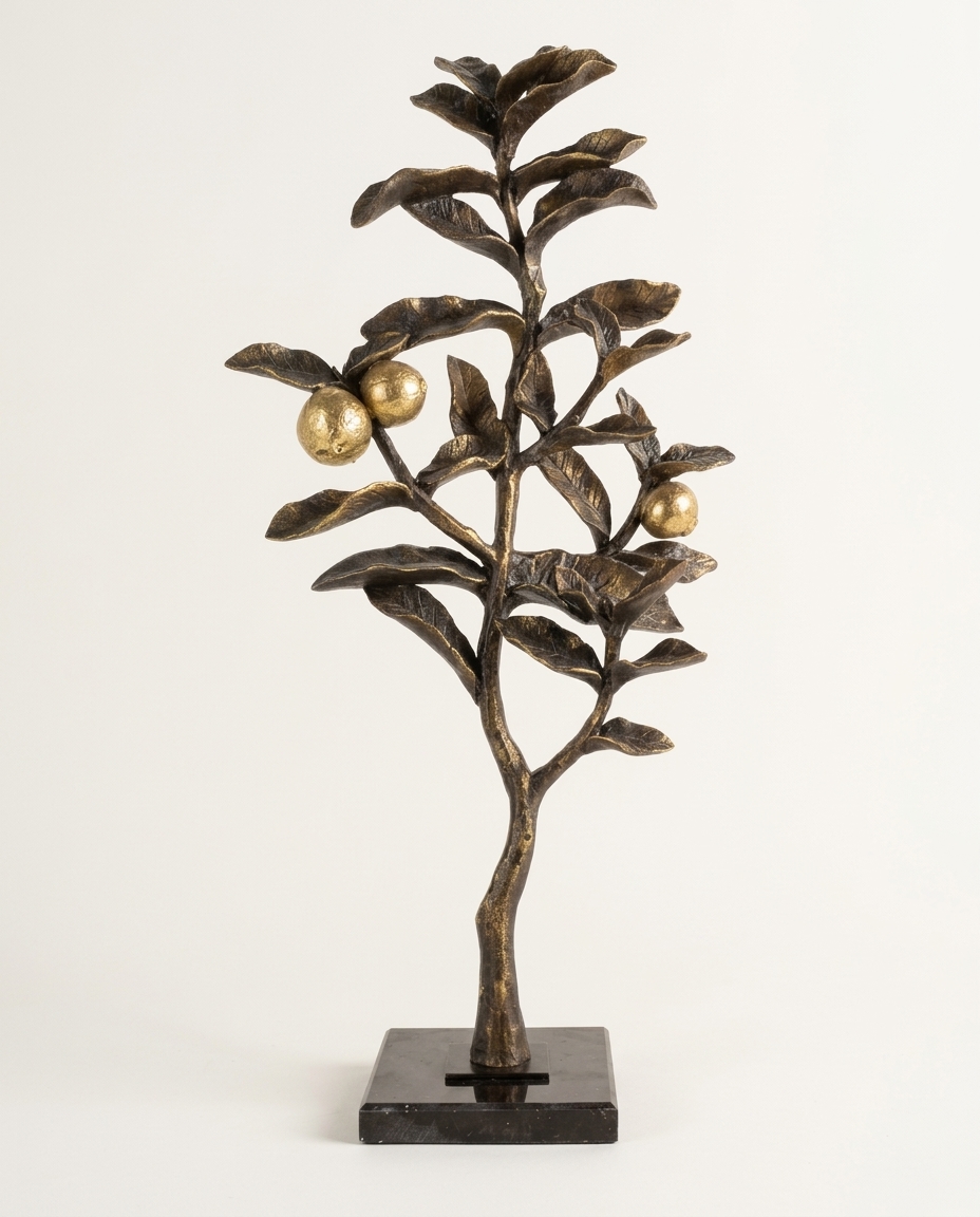 Escultura em Resina &Aacute;rvore Frut&iacute;fera Dourado - image 0