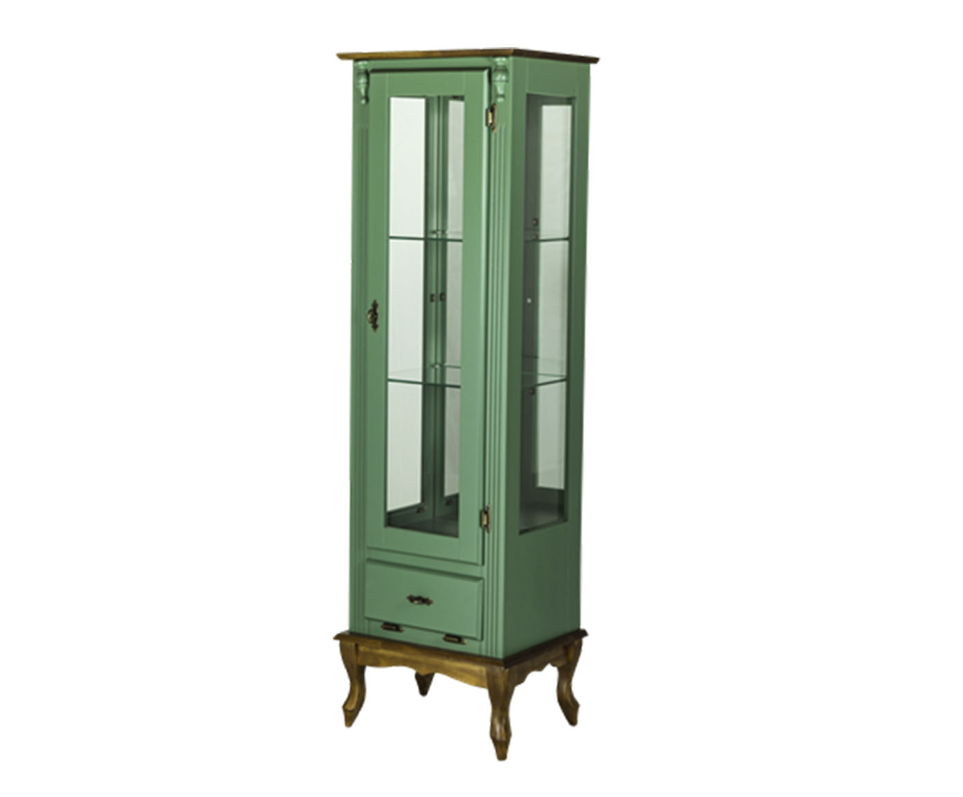 Vitrine Luiz Xv Rafaldini Verde Kalle e Imbuia Glaser - image 0