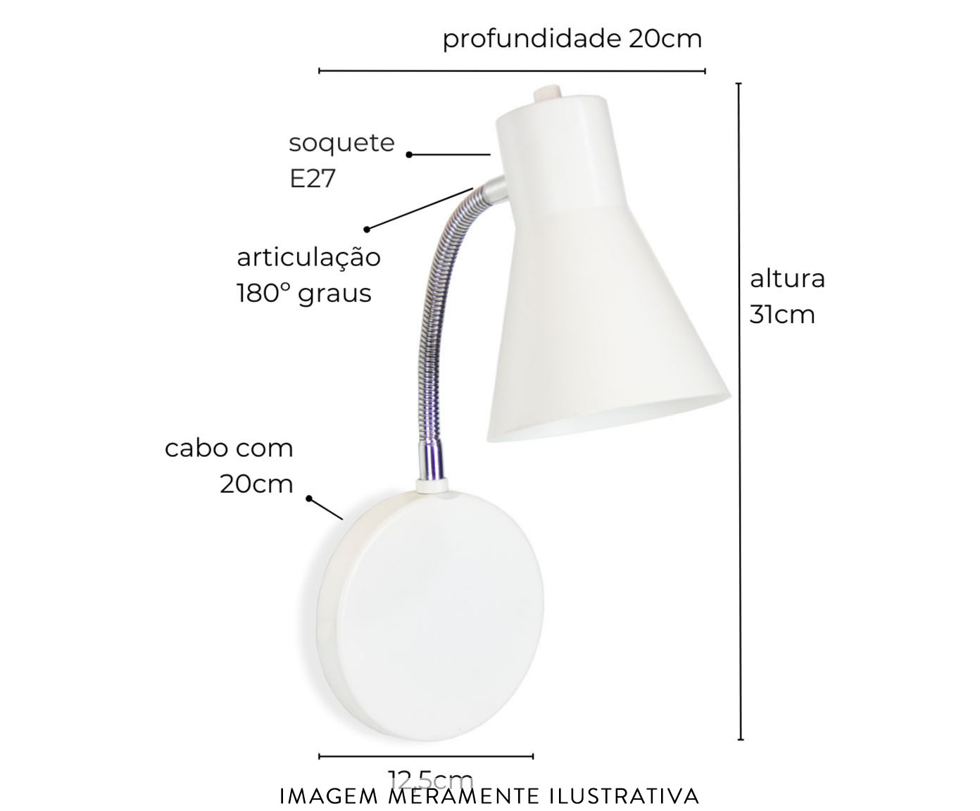 Arandela Am&eacute;lia Preta image number 1
