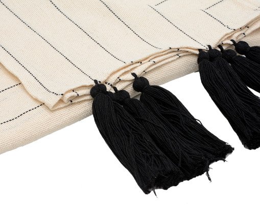 Manta para Sof&aacute; com Tassel Duna - Preta e Bege image number 4
