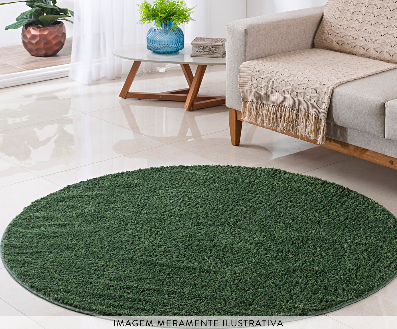 Tapete Redondo Classic Verde Musgo image number 4
