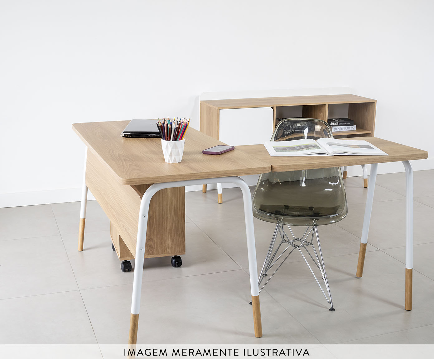 Mesa Escrivaninha Esta&ccedil;&atilde;o De Trabalho Em L Flexus - Hanover e Branco image number 9