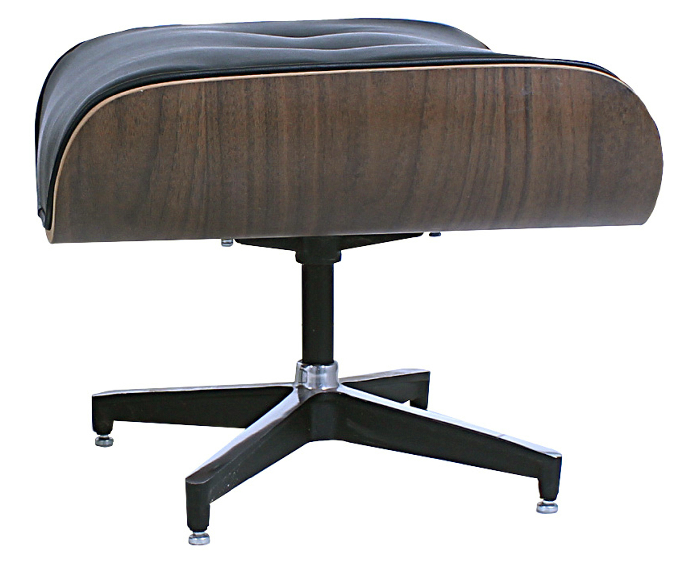 Poltrona e Pufe em Couro Leg&iacute;timo Charles Eames - Preto e Imbuia image number 6