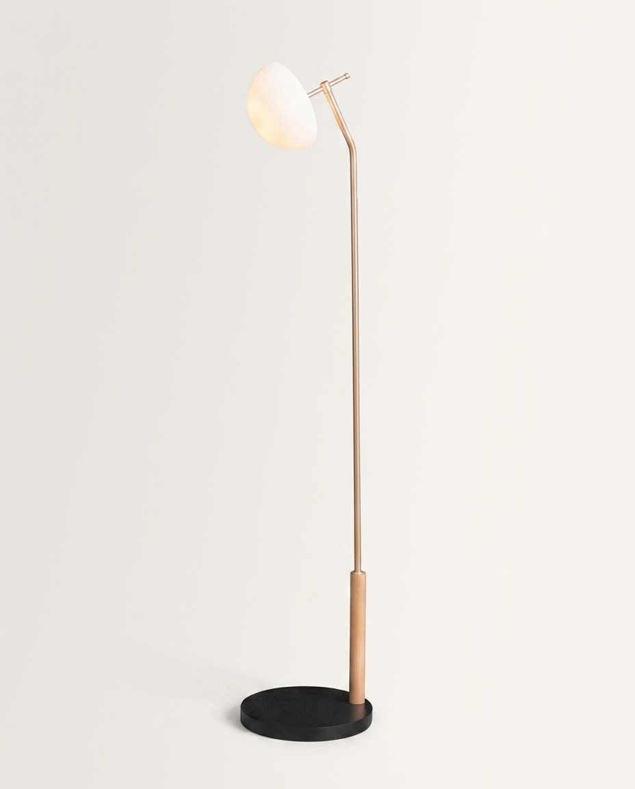 Lumin&aacute;ria De Piso Flutum Preto Metal Dourado - image 1