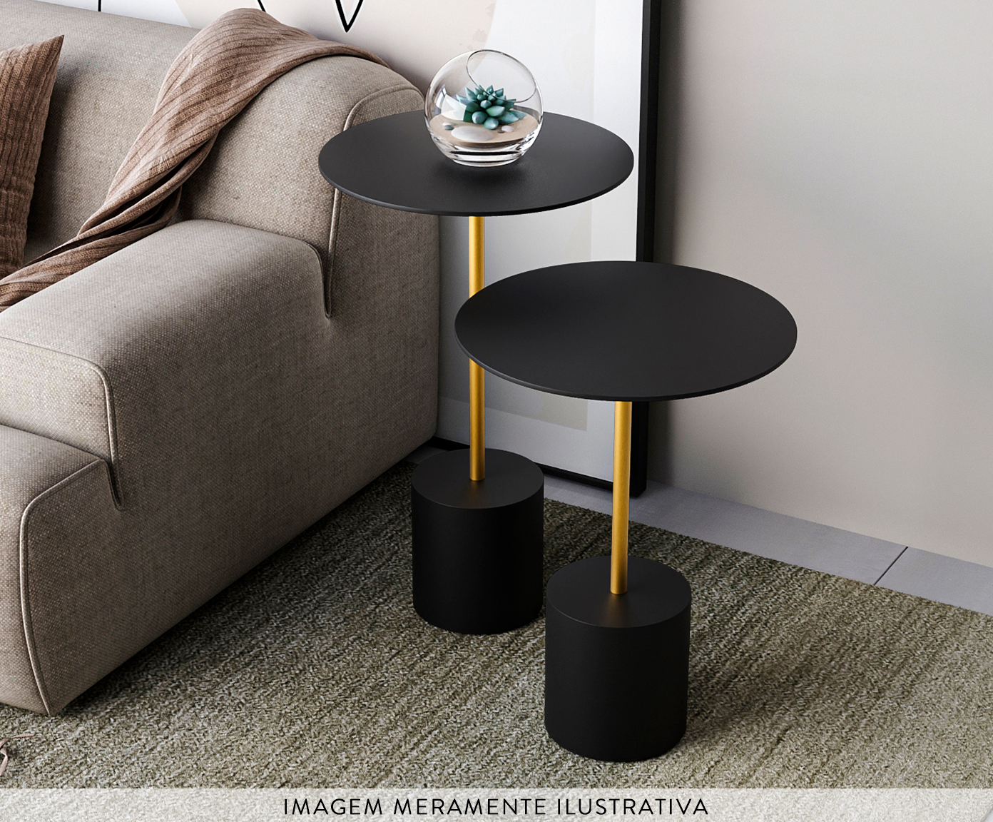Conjunto Mesa de Canto Parma Preta image number 2