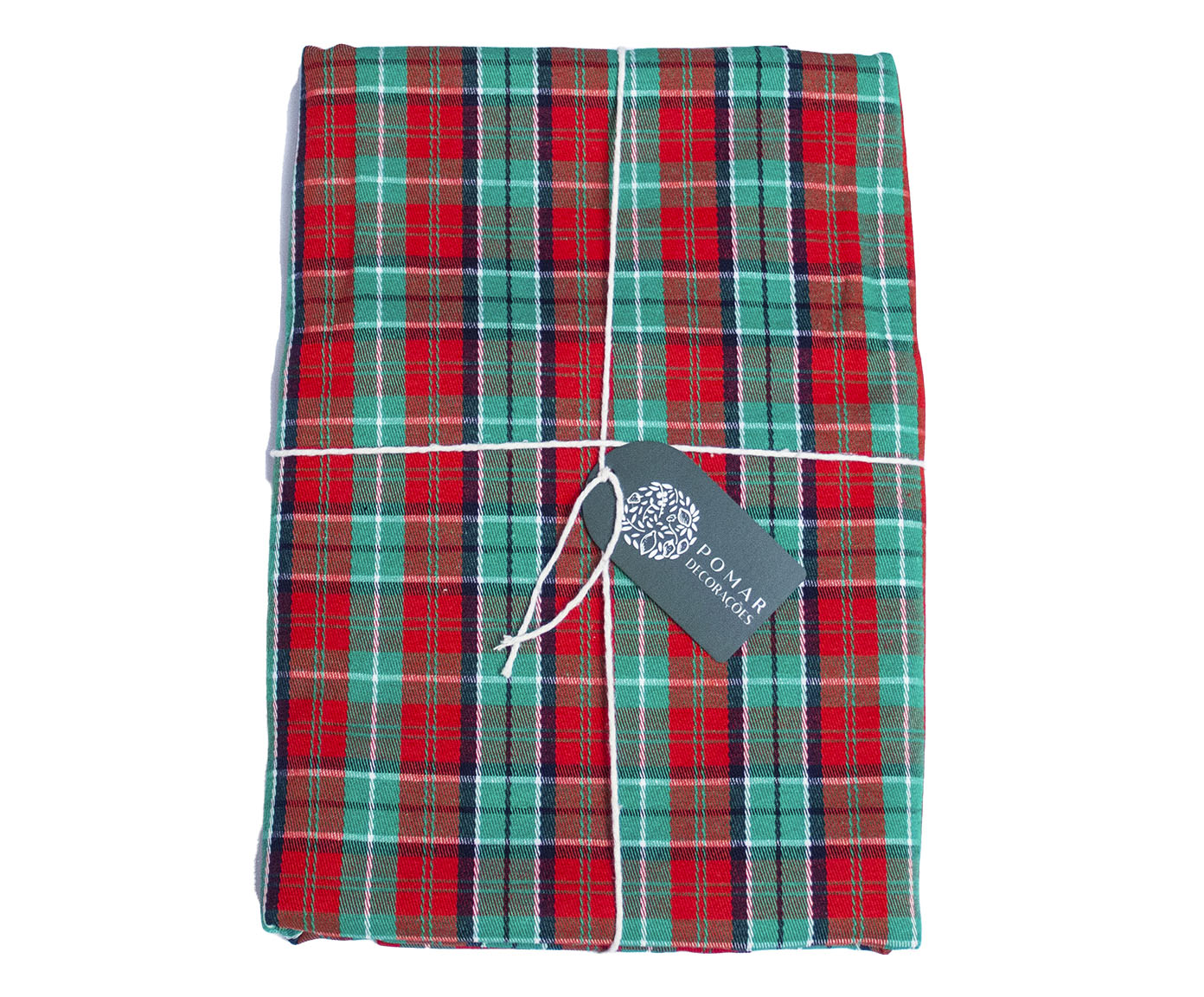 Toalha de Mesa Xadrez Verde e Vermelho Redonda - image 1