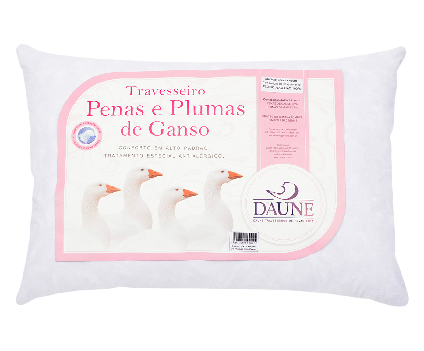 Travesseiro com Plumas e Penas de Ganso Gayle 233 Fios - image 0
