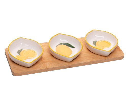 Jogo de Petisqueiras com Bandeja Siciliano Amarelo image number 0