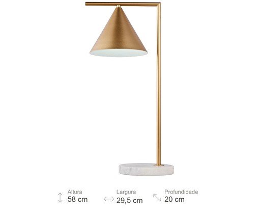 Abajur Luxe Dourado e Branco image number 4