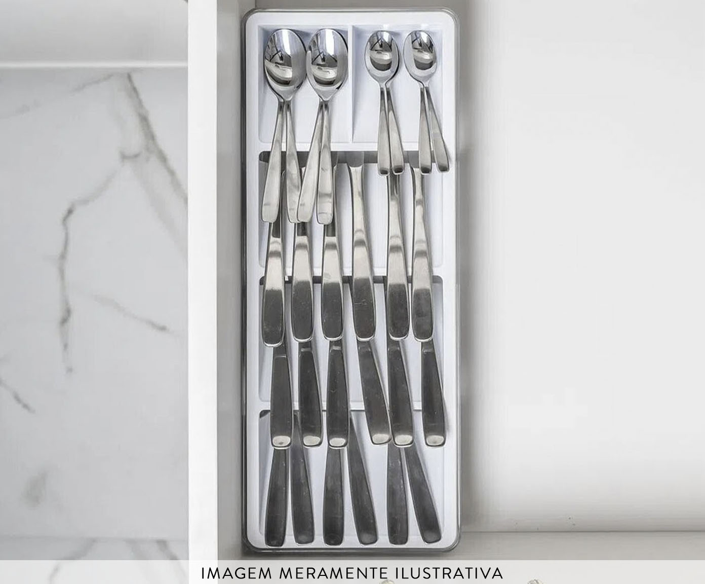 Organizador de Talheres Clear - Branco Fechado image number 2