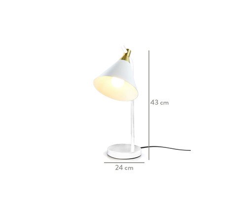 Lumin&aacute;ria de Mesa Luisa Branco e Dourado - Bivolt image number 2